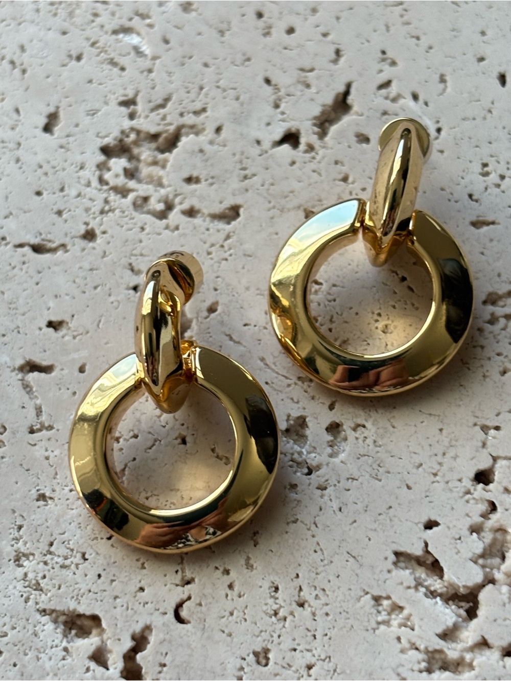Jenny Bird Polished Gold Circular Drop Earrings